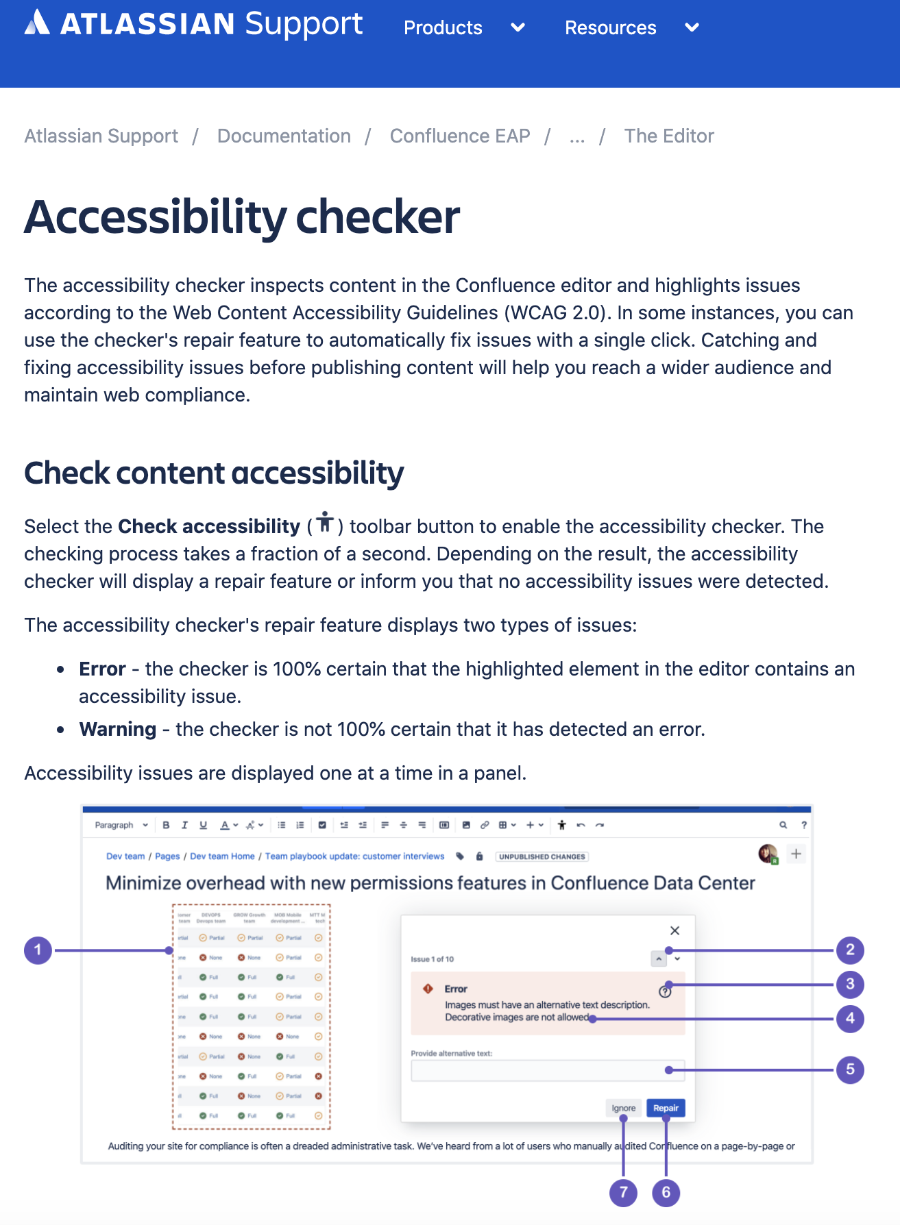 Accessibility checker documentation